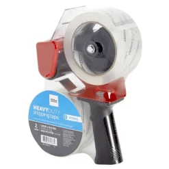 Heavy Duty Shipping Packing Tape With Tape Gun, 1.89" x 70.8 Yd, Crystal Clear, Pack Of 2 Rolls