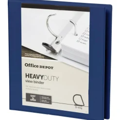 Heavy-Duty View 3-Ring Binder, 1" D-Rings, 49% Recycled, Navy
