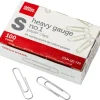 Heavy Gauge Paper Clips, No. 1, Small, Silver, Pack Of 5 Boxes, 100 Clips Per Box, 500 Total