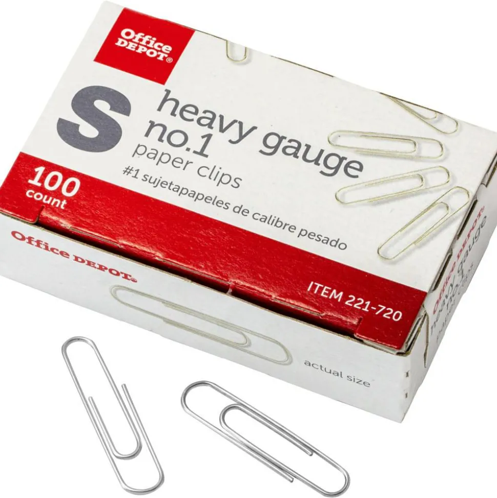 Heavy Gauge Paper Clips, No. 1, Small, Silver, Pack Of 5 Boxes, 100 Clips Per Box, 500 Total
