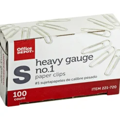Heavy Gauge Paper Clips, No. 1, Small, Silver, Pack Of 5 Boxes, 100 Clips Per Box, 500 Total