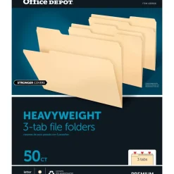 Heavyweight Manila File Folders, 1/3 Cut, Letter Size (8-1/2" x 11"), Manila, Box Of 50 Folders