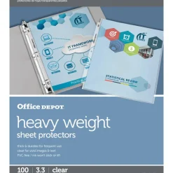 Heavyweight Sheet Protectors, 8-1/2" x 11", Clear, Pack Of 100