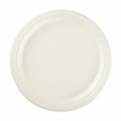 Hefty ECOSAVE Tableware, Plate, Sugarcane, 6.75" dia, White, 30/Pack, 12 Packs/Carton