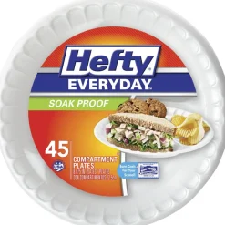 Hefty Everyday 8-7/8" Plates - Disposable - White - 45 / Pack