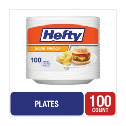 Hefty Soak Proof Tableware, Plate, Foam, 8.88