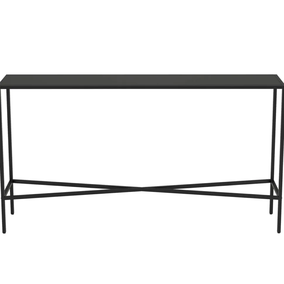 Henley 55" Wide Rectangular Console Table with Metal Top in Blackened Bronze