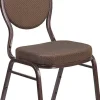 HERCULES Series Teardrop Back Stacking Banquet Chair in Brown Patterned Fabric - Copper Vein Frame