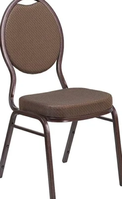 HERCULES Series Teardrop Back Stacking Banquet Chair in Brown Patterned Fabric - Copper Vein Frame