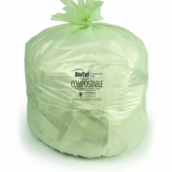 Heritage Biotuf Can Liners, 45 gal, 0.9 mil, 40" x 46", Green, 25 Bags/Roll, 5 Rolls/Carton