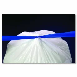 Heritage Drawstring Can Liners, 13 Gallon, 0.8 Mil, White, Box Of 80