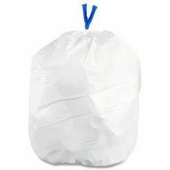 Heritage Drawstring Can Liners, 13 Gallon, 0.8 Mil, White, Box Of 80