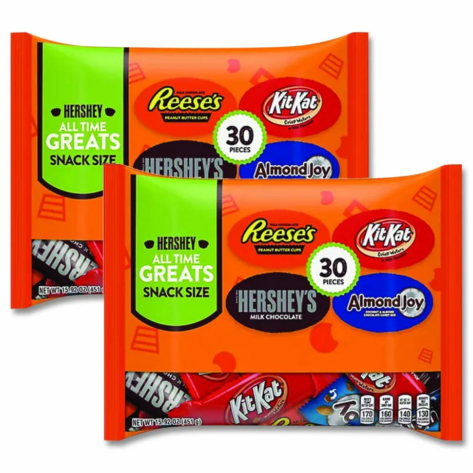 Hershey's All Time Greats Milk Chocolate Variety Pack, 15.92 oz Bag, 30 Pieces/Bag, 2 Bags/Pack