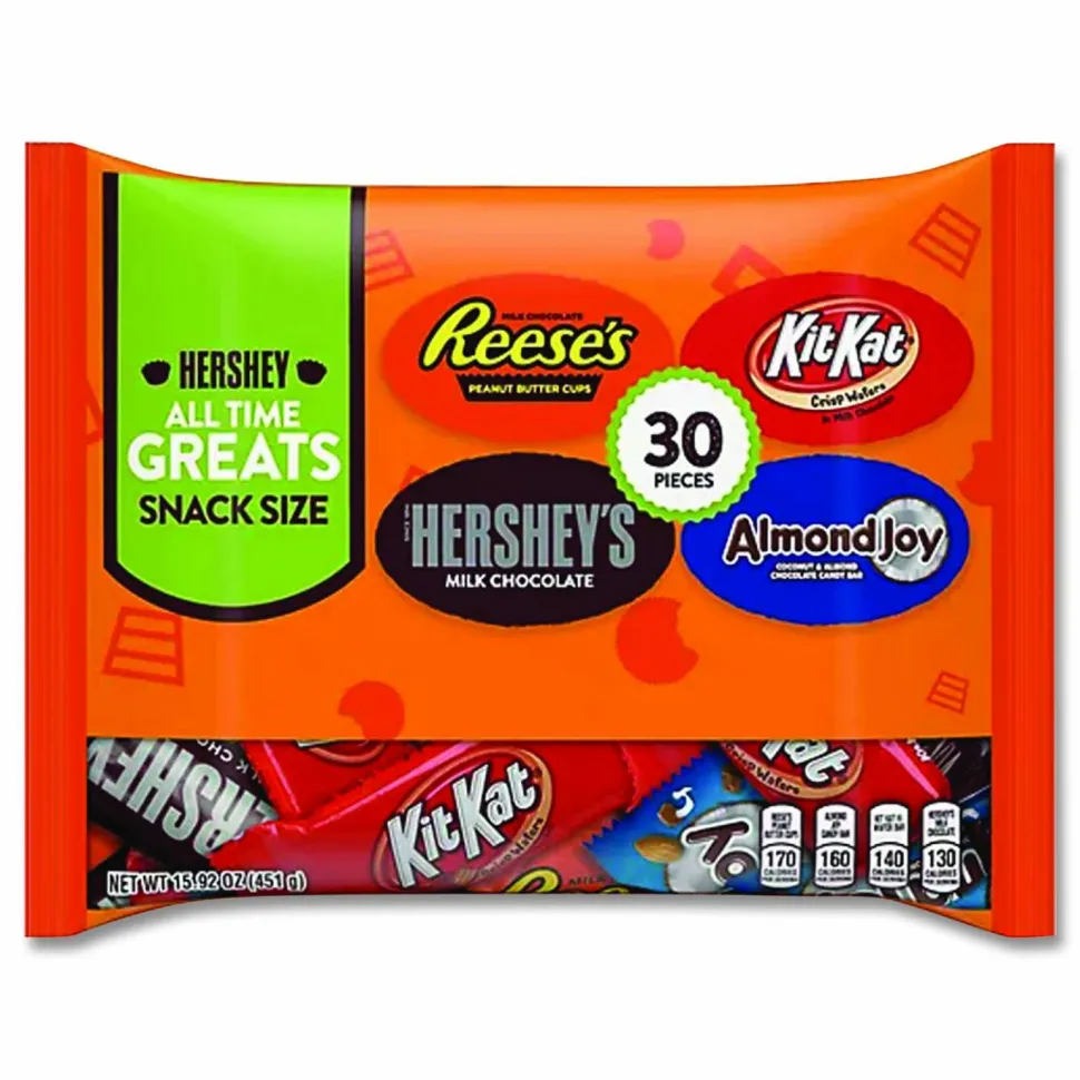 Hershey's All Time Greats Milk Chocolate Variety Pack, 15.92 oz Bag, 30 Pieces/Bag, 2 Bags/Pack
