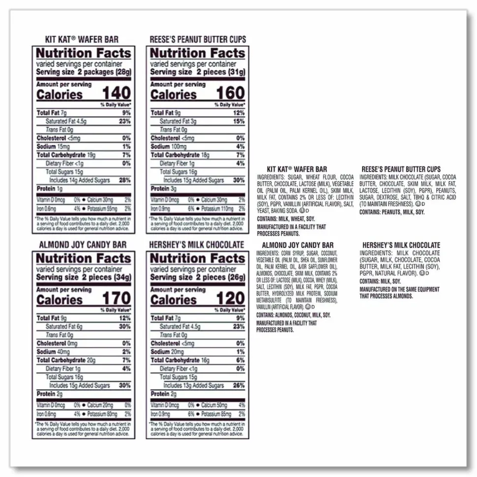 Hershey's All Time Greats Milk Chocolate Variety Pack, 15.92 oz Bag, 30 Pieces/Bag, 2 Bags/Pack