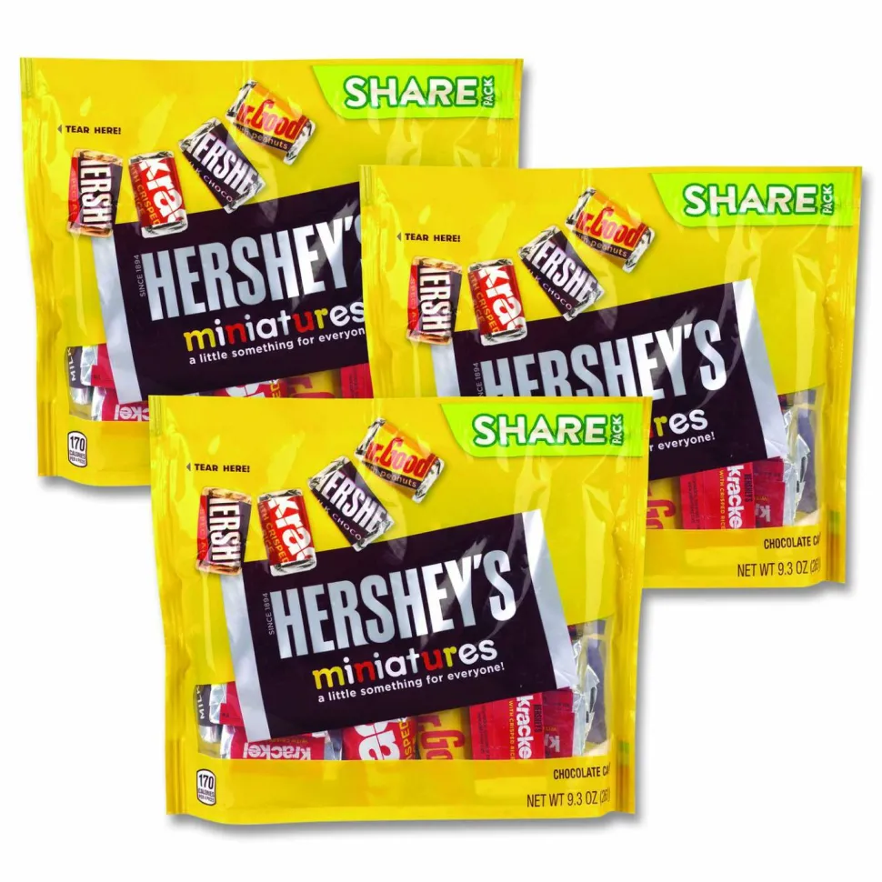 Hershey's Miniatures Variety Share Pack, Assorted Chocolates, 10.4 oz Bag, 3/Pack