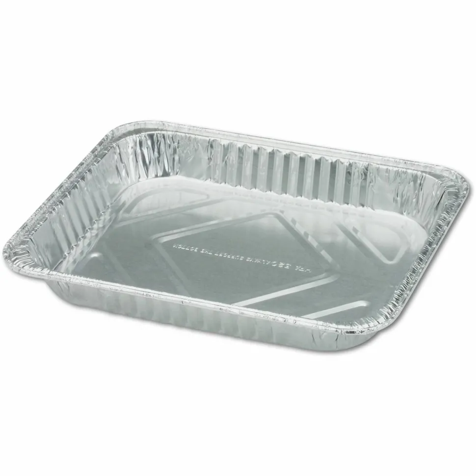 HFA Aluminum Steam Table Pans, Half-Size Shallow, 1.69" Deep, 10.38 x 12.75, 100/Carton