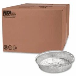 HFA Round Aluminum Container, 24 oz., 7" Diameter, Silver, 500/Carton