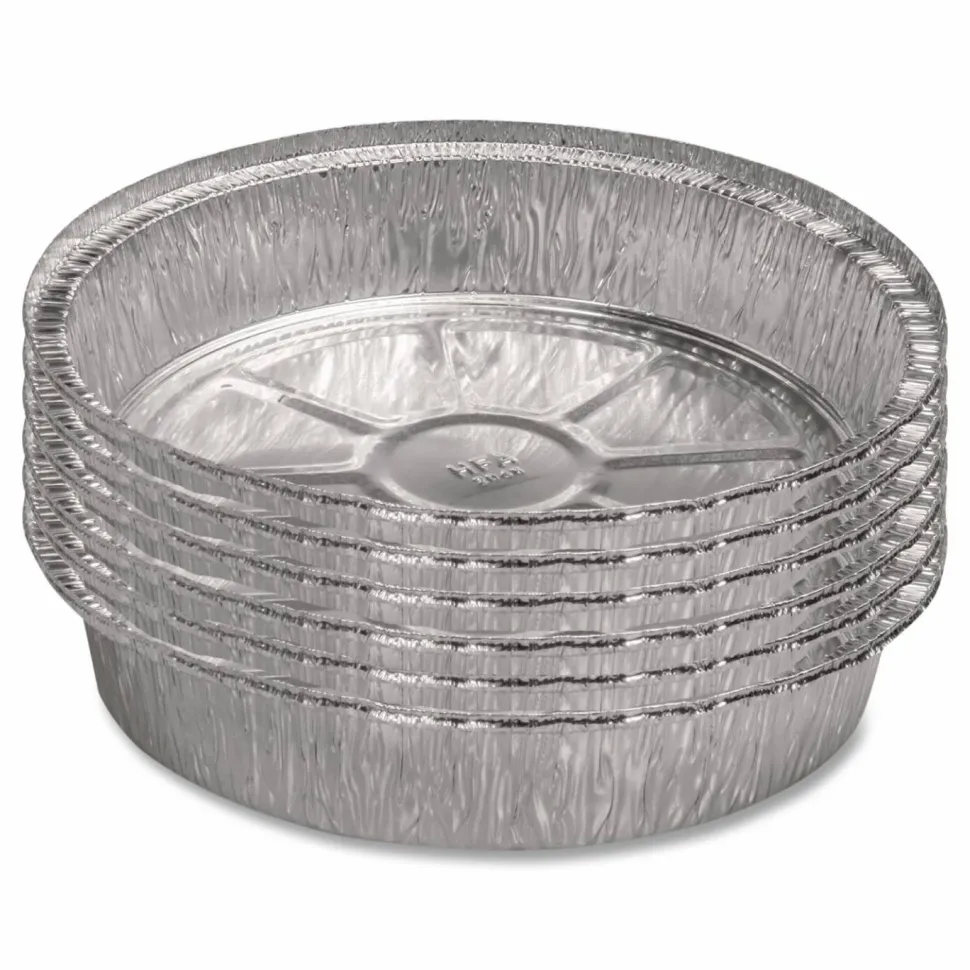 HFA Round Aluminum Container, 37 oz, 8" Diameter, Silver, 500/Carton