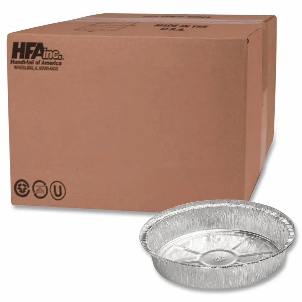 HFA Round Aluminum Container, 37 oz, 8" Diameter, Silver, 500/Carton
