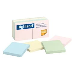 Highland Notes, 3 in x 3 in, 12 Pads, 100 Sheets/Pad, Assorted Pastel Colors