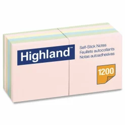 Highland Notes, 3 in x 3 in, 12 Pads, 100 Sheets/Pad, Assorted Pastel Colors