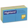 Highland Self-Stick Notes, 3" x 3", Assorted Bright Colors, 100 Sheets Per Pad, Pack Of 12 Pads