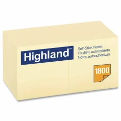 Highland Self-Stick Notes, 3" x 3", Yellow, 100 Sheets/Pad, 18 Pads/Pack