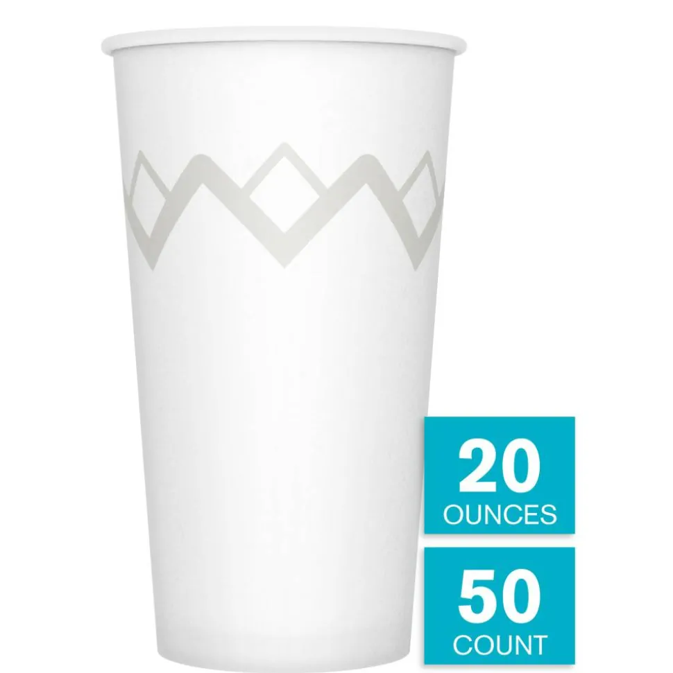 Highmark Paper Hot Cups, 20 Oz, Printed White, Pack Of 50