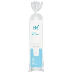 Highmark Paper Hot Cups, 20 Oz, Printed White, Pack Of 50