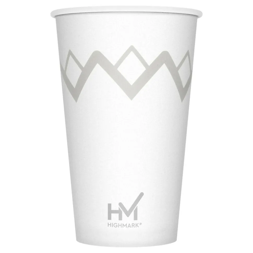 Highmark Paper Hot Cups, 16 Oz, Printed White, Pack Of 50