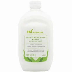 Highmark Aloe Liquid Hand Soap, Floral Scent, 50 Oz Refill Bottle, White, Case Of 4 Bottles