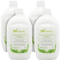 Highmark Aloe Liquid Hand Soap, Floral Scent, 50 Oz Refill Bottle, White, Case Of 4 Bottles