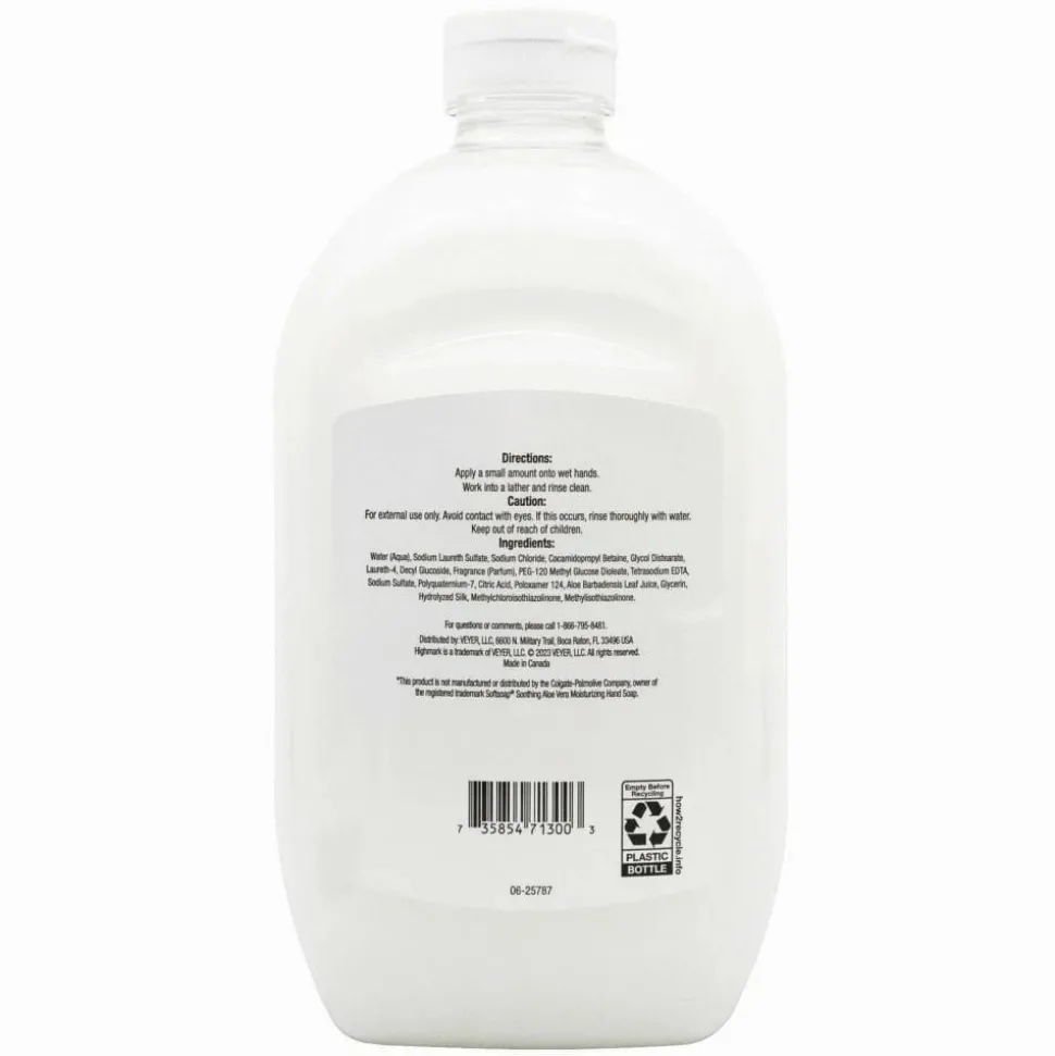 Highmark Aloe Liquid Hand Soap, Floral Scent, 50 Oz Refill Bottle, White, Case Of 4 Bottles