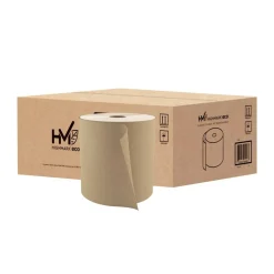Highmark ECO Hardwound 1-Ply Paper Towels, 100% Recycled, Natural, 800' Per Roll, Case Of 6 Rolls