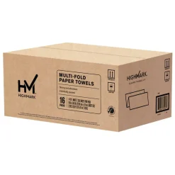 Highmark ECO Multi-Fold 1-Ply Paper Towels, 100% Recycled, White, 250 Sheets Per Pack, Case Of 16 Packs
