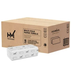 Highmark ECO Multi-Fold 1-Ply Paper Towels, 100% Recycled, White, 250 Sheets Per Pack, Case Of 16 Packs