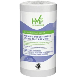 Highmark ECO 2-Ply Premium Paper Towels, 9" x 11", 100% Recycled, 250 Sheets Per Roll, Pack of 12 Rolls
