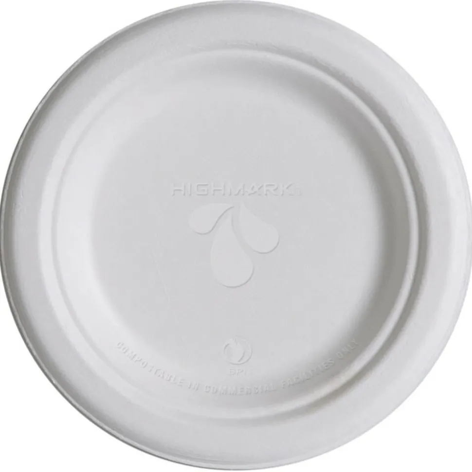 Highmark ECO Sugarcane Paper Plates, 6", White, Pack Of 1,000