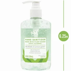 Highmark Hand Sanitizer With Aloe, Floral Scent, 8 Oz, Green, Case Of 6 Bottles