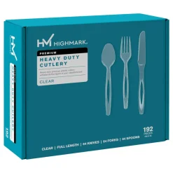 Highmark Heavy-Duty Plastic Cutlery, Clear, Pack Of 192 Utensils