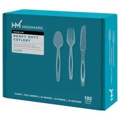 Highmark Heavy-Duty Plastic Cutlery, Clear, Pack Of 192 Utensils