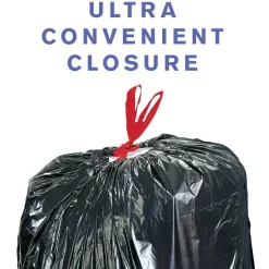 Highmark Large Drawstring Trash Bags, 0.7 mil, 33 Gallon, Black, Box Of 70 Bags