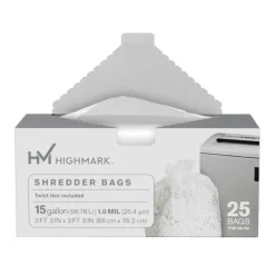 Highmark Large Shredder Bags, 15 Gallon, Clear, Box Of 25 Bags
