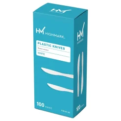 Highmark Medium-Length Plastic Cutlery, Knives, Pack Of 100 Knives