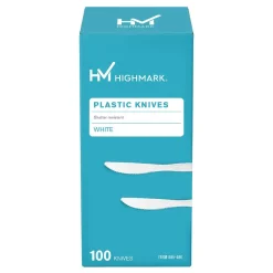 Highmark Medium-Length Plastic Cutlery, Knives, Pack Of 100 Knives