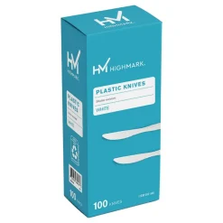 Highmark Medium-Length Plastic Cutlery, Knives, Pack Of 100 Knives