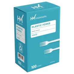 Highmark Medium-Length Plastic Cutlery, Forks, Pack Of 100 Forks