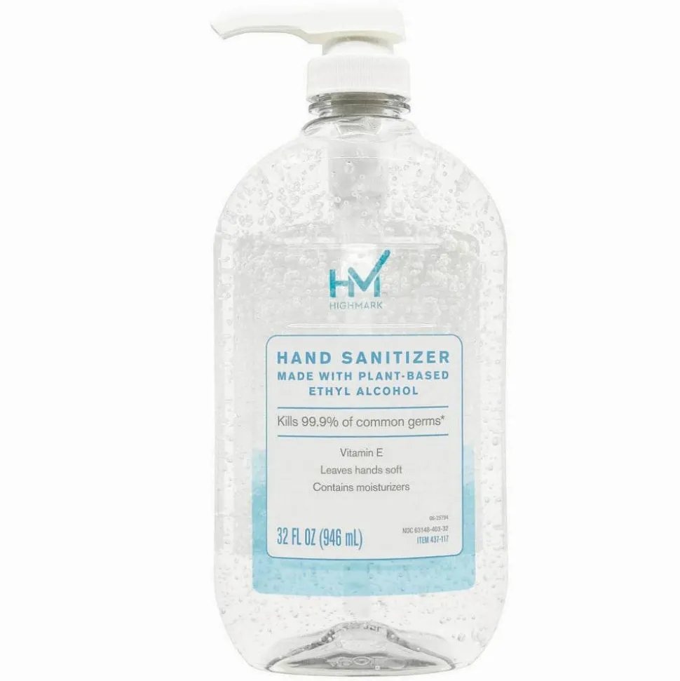 Highmark Original Hand Sanitizer, Fresh Scent, 32 Oz, Clear, Case Of 6 Bottles