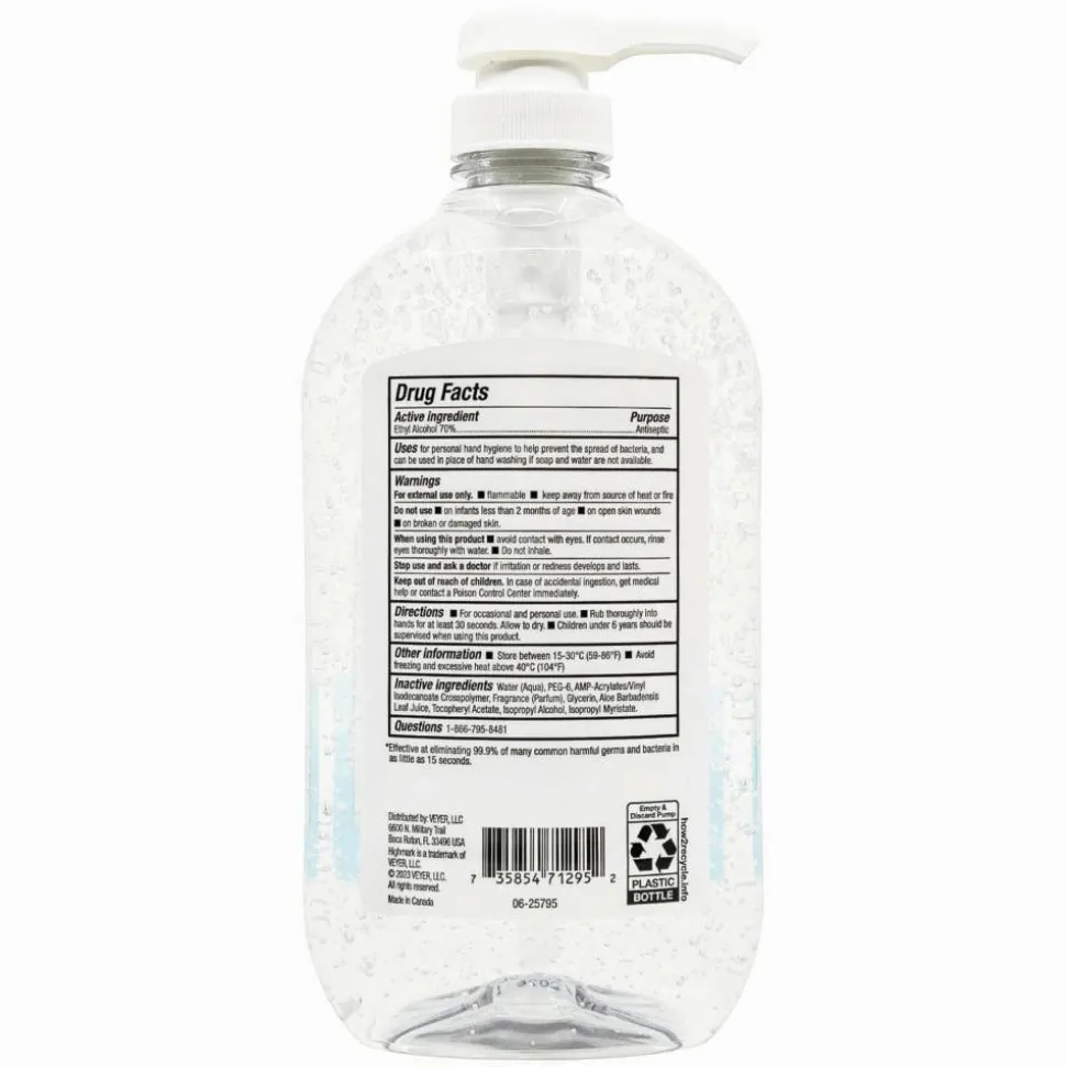 Highmark Original Hand Sanitizer, Fresh Scent, 32 Oz, Clear, Case Of 6 Bottles